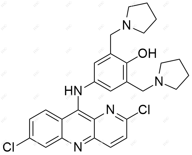 咯萘啶雜質(zhì)14,4-((2,7-dichlorobenzo[b][1,5]naphthyridin-10-yl)amino)-2,6-bis(pyrrolidin-1-ylmethyl)phenol