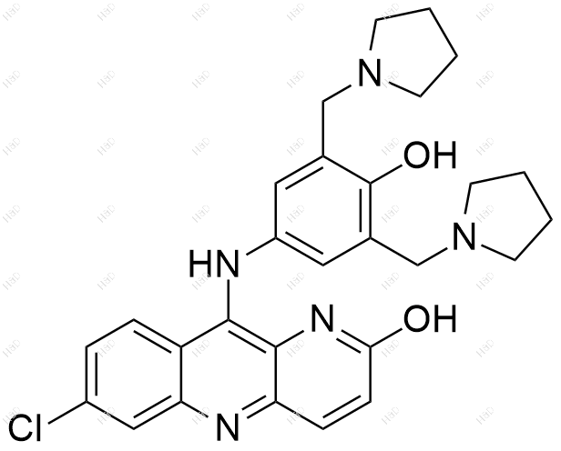 咯萘啶雜質(zhì)16,7-chloro-10-((4-hydroxy-3,5-bis(pyrrolidin-1-ylmethyl)phenyl)amino)benzo[b][1,5]naphthyridin-2-ol