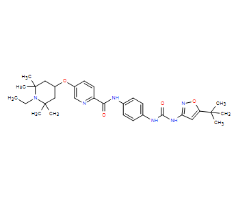 N-(4-(3-(5-(叔丁基)異惡唑-3-基)脲基)苯基)-5-((1-乙基-2,2,6,6-四甲基哌啶-4-基)氧基)吡啶酰胺,N-(4-(3-(5-(tert-Butyl)isoxazol-3-yl)ureido)phenyl)-5-((1-ethyl-2,2,6,6-tetramethylpiperidin-4-yl)oxy)picolinamide