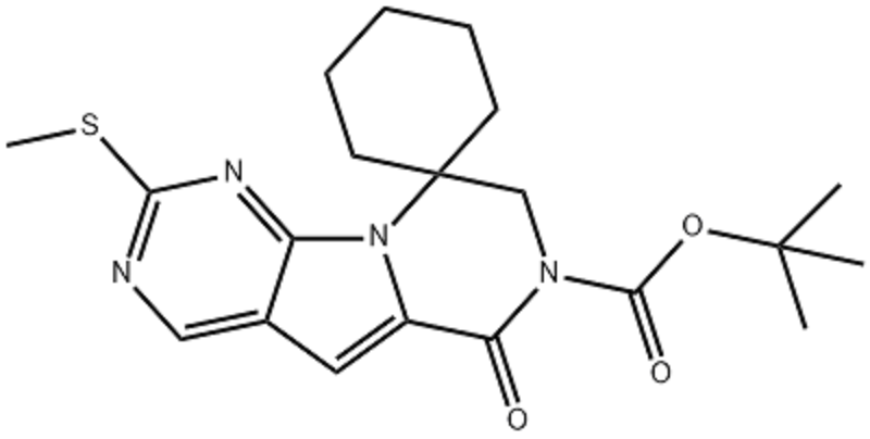 三面體雜質(zhì)10,Spiro[cyclohexane-1,9'(6'H)-pyrazino[1',2':1,5]pyrrolo[2,3-d]pyrimidine]-7'(8'H)-carboxylic acid, 2'-(methylthio)-6'-oxo-, 1,1-dimethylethyl ester