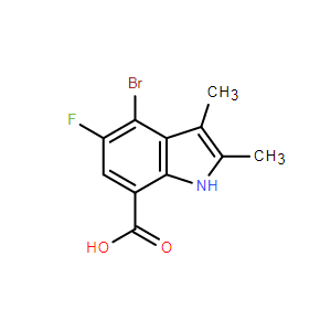 4-溴-5-氟-2,3-二甲基-1H-吲哚-7-羧酸,4-Bromo-5-fluoro-2,3-dimethyl-1H-indole-7-carboxylic acid