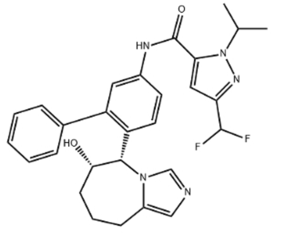 化合物 T10895,1H-Pyrazole-5-carboxamide, 3-(difluoromethyl)-1-(1-methylethyl)-N-[6-[(5S,6S)-6,7,8,9-tetrahydro-6-hydroxy-5H-imidazo[1,5-a]azepin-5-yl][1,1'-biphenyl]-3-yl]-