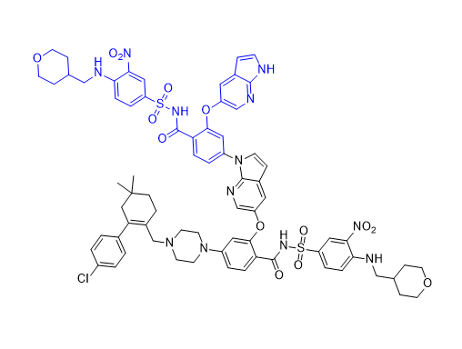 維奈妥拉雜質(zhì)18,2-((1H-pyrrolo[2,3-b]pyridin-5-yl)oxy)-4-(5-(5-(4-((4'-chloro-5,5- dimethyl-3,4,5,6-tetrahydro-[1,1'-biphenyl]-2-yl)methyl)piperazin-1- yl)-2-(((3-nitro-4-(((tetrahydro-2H-pyran-4-yl)methyl)amino)phenyl)sulfonyl)carbamoyl)phenoxy)-1H-pyrrolo[2,3-b]pyridin-1-yl)-N-((3- nitro-4-(((tetrahydro-2H-pyran-4-yl)methyl)amino)phenyl)sulfonyl)benzamide