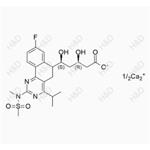 瑞舒伐他汀雜質(zhì)88(鈣鹽),calcium (3R,5S)-5-(8-fluoro-4-isopropyl-2-(N-methylmethylsulfonamido)-5,6-dihydrobenzo[h]quinazolin-6-yl)-3,5-dihydroxypentanoate