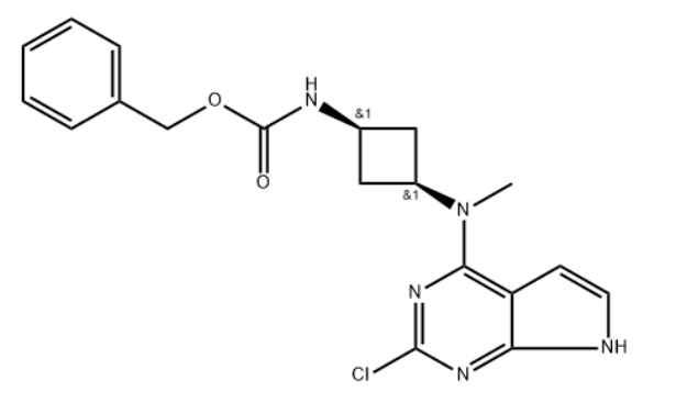 Phenylmethyl N-[cis-3-[(2-chloro-7H-pyrrolo[2,3-d]pyrimidin-4-yl)methylamino]cyclobutyl]carbamate,Phenylmethyl N-[cis-3-[(2-chloro-7H-pyrrolo[2,3-d]pyrimidin-4-yl)methylamino]cyclobutyl]carbamate