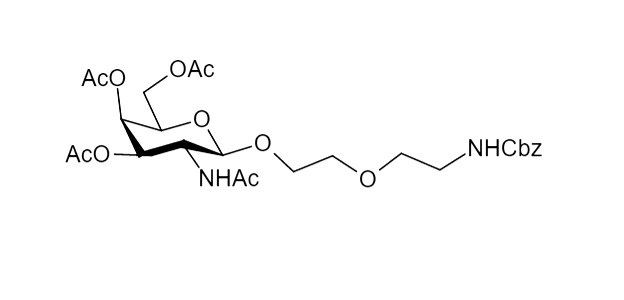 2-乙酰氨基-3,4,6-三-O-乙酰基-1-O - [(N-CBZ基氨基乙氧基)乙氧基] -2-脫氧-B-D吡喃半乳糖,(2R,3R,4R,5R,6R)-5-acetaMido-2-(acetoxyMethyl)-6-(2-(2-(benzyloxycarbonylaMino)ethoxy)ethoxy)tetrahydro-2H-pyran-3,4-diyl diacetate