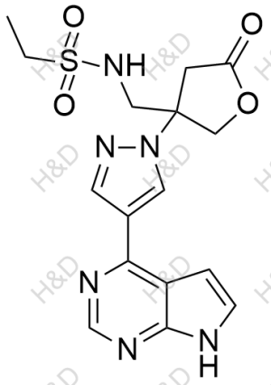 巴瑞替尼雜質(zhì)8,N-((3-(4-(7H-pyrrolo[2,3-d]pyrimidin-4-yl)-1H-pyrazol-1-yl)-5-oxotetrahydrofuran-3-yl)methyl)ethanesulfonamide