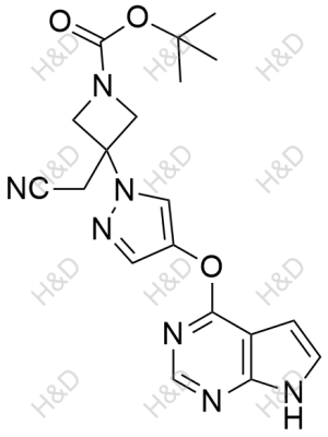 巴瑞替尼雜質(zhì)29,tert-butyl 3-(4-((7H-pyrrolo[2,3-d]pyrimidin-4-yl)oxy)-1H-pyrazol-1-yl)-3-(cyanomethyl)azetidine-1-carboxylate