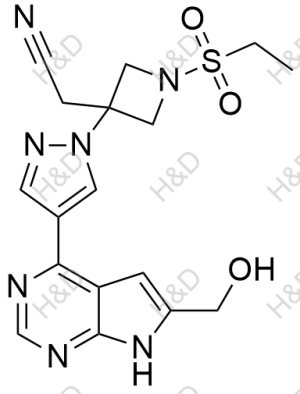 巴瑞替尼雜質(zhì)47,2-(1-(ethylsulfonyl)-3-(4-(6-(hydroxymethyl)-7H-pyrrolo[2,3-d]pyrimidin-4-yl)-1H-pyrazol-1-yl)azetidin-3-yl)acetonitrile