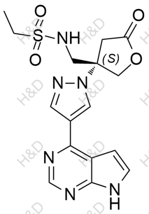 巴瑞替尼雜質61,(S)-N-((3-(4-(7H-pyrrolo[2,3-d]pyrimidin-4-yl)-1H-pyrazol-1-yl)-5-oxotetrahydrofuran-3-yl)methyl)ethanesulfonamide