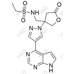 巴瑞替尼雜質(zhì)8,N-((3-(4-(7H-pyrrolo[2,3-d]pyrimidin-4-yl)-1H-pyrazol-1-yl)-5-oxotetrahydrofuran-3-yl)methyl)ethanesulfonamide