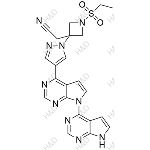 2-(3-(4-(7H-[4,7'-bipyrrolo[2,3-d]pyrimidin]-4'-yl)-1H-pyrazol-1-yl)-1-(ethylsulfonyl)azetidin-3-yl)acetonitrile	巴瑞替尼杂质23