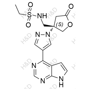 巴瑞替尼雜質61,(S)-N-((3-(4-(7H-pyrrolo[2,3-d]pyrimidin-4-yl)-1H-pyrazol-1-yl)-5-oxotetrahydrofuran-3-yl)methyl)ethanesulfonamide