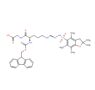 N2-(((9H-芴-9-基)甲氧基)羰基)-Nw-((2,2,4,6,7-五甲基-2,3-二氫苯并呋喃-5-基)磺酰基)-L-精氨酰甘氨酸,N2-(((9H-Fluoren-9-yl)methoxy)carbonyl)-Nw-((2,2,4,6,7-pentamethyl-2,3-dihydrobenzofuran-5-yl)sulfonyl)-L-arginylglycine