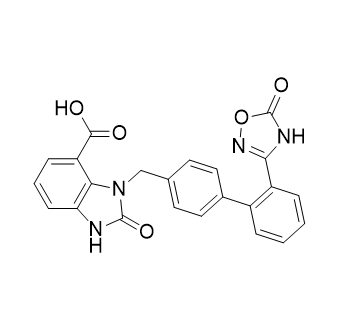 阿齊沙坦雜質(zhì)K,2-oxo-3-((2'-(5-oxo-4,5-dihydro-1,2,4-oxadiazol-3-yl)-[1,1'-biphenyl]-4-yl)methyl)-2,3-dihydro-1H-benzo[d]imidazole4-carboxylic acid