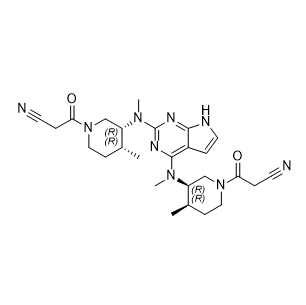 托法替尼雜質(zhì)18,3,3'-((3R,3'R,4R,4'R)-((7H-pyrrolo[2,3-d]pyrimidine-2,4-diyl)bis(methylazanediyl))bis(4-methylpiperidine-3,1-diyl))bis(3-oxopropanenitrile)