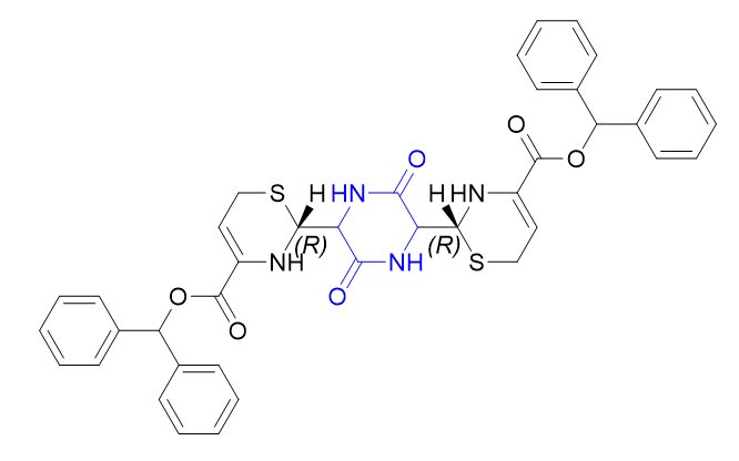 頭孢布烯雜質(zhì)17,dibenzhydryl 2,2'-(3,6-dioxopiperazine-2,5-diyl)(2R,2'R)-bis (3,6-dihydro-2H-1,3-thiazine-4-carboxylate)