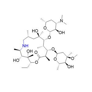 阿奇霉素雜質(zhì)A,(2R,3S,4R,5R,8R,10R,11R,12S,1(2R,3S,4R,5R,8R,10R,11R,12S,13S,14R)-11-(((2S,3R,4S,6R)-4-(dimethylamino)-3-hydroxy-6-methyltetrahydro-2H-pyran-2-yl)oxy)-2-ethyl-3,4,10-trihydroxy13-(((2R,4R,5S,6S)-5-hydroxy-4-methoxy-4,6-dimethyltetrahydro2H-pyran-2-yl)oxy)-3,5,8,10,12,14-hexamethyl-1-oxa-6-azacyclopentadecan-15-one