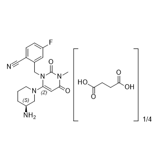 曲格列汀雜質(zhì)G,(S)-2-((6-(3-aminopiperidin-1-yl)-3-methyl-2,4-dioxo-3,4-dihydropyri midin-1(2H)-yl)methyl)-4-fluorobenzonitrile with 1/4 succinate