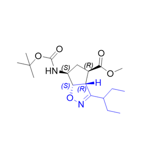 帕拉米韋雜質(zhì)28,methyl (3aR,4R,6S,6aS)-6-((tert-butoxycarbonyl)amino)-3-(pentan-3- yl)-3a,5,6,6a-tetrahydro-4H-cyclopenta[d]isoxazole-4-carboxylate