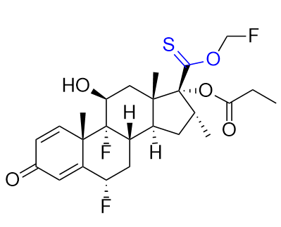 丙酸氟替卡松雜質(zhì)01,(6S,8S,9R,10S,11S,13S,14S,16R,17R)-6,9-difluoro-17-((fluoromethoxy)carbonothioyl)-11-hydroxy-10,13,16-trimethyl-3-oxo-6,7,8,9,10,11,12,13,14,15,16,17-dodecahydro-3H-cyclopenta[a]phenanthren-17-yl propionate