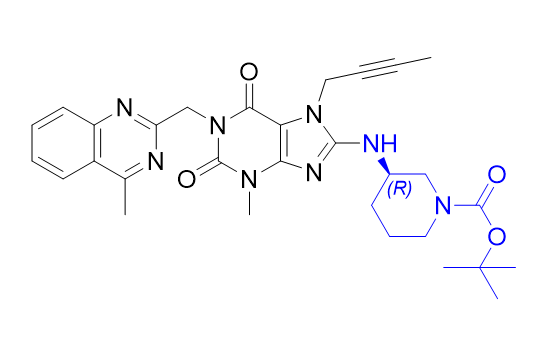 利格列汀雜質(zhì)21,tert-butyl (R)-3-((7-(but-2-yn-1-yl)-3-methyl-1-((4-methylquinazolin2-yl)methyl)-2,6-dioxo-2,3,6,7-tetrahydro-1H-purin-8-yl)amino) piperidine-1-carboxylate