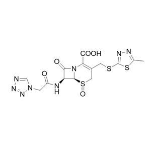 頭孢唑林鈉雜質(zhì)01,(5S,6S,7S)-7-(2-(1H-tetrazol-1-yl)acetamido)-3-(((5-methyl-1,3,4- thiadiazol-2-yl)thio)methyl)-8-oxo-5-thia-1-azabicyclo[4.2.0]oct-2- ene-2-carboxylic acid 5-oxide