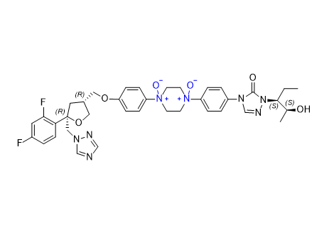 泊沙康唑雜質(zhì)16,1-(4-(((3R,5R)-5-((1H-1,2,4-triazol-1-yl)methyl)-5-(2,4-difluorophenyl)tetrahydrofuran-3-yl)methoxy)phenyl)-4-(4-(1-((2S,3S)-2-hydroxypentan-3-yl)-5-oxo-1H-1,2,4-triazol-4(5H)-yl)phenyl)piperazine 1,4-dioxide