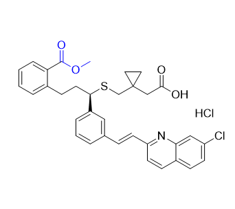 孟鲁司特钠杂质H,(R,E)-2-(1-(((1-(3-(2-(7-chloroquinolin-2-yl)vinyl)phenyl)-3- (2-(methoxycarbonyl)phenyl)propyl)thio)methyl)cyclopropyl) acetic acid hydrochloride