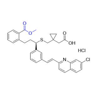 孟鲁司特钠杂质H,(R,E)-2-(1-(((1-(3-(2-(7-chloroquinolin-2-yl)vinyl)phenyl)-3- (2-(methoxycarbonyl)phenyl)propyl)thio)methyl)cyclopropyl) acetic acid hydrochloride