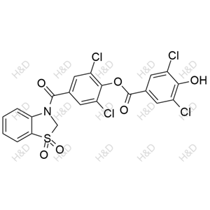 2,6-dichloro-4-(1,1-dioxido-2,3-dihydrobenzo[d]thiazole-3-carbonyl)phenyl 3,5-dichloro-4-hydroxybenzoate	多替诺德杂质8