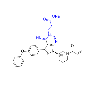 依鲁替尼杂质22,sodium(R)-3-(1-(1-acryloylpiperidin-3-yl)-4-imino-3-(4-phenoxyphenyl)-1,4-dihydro-5H-pyrazolo[3,4-d]pyrimidin-5-yl)propanoate