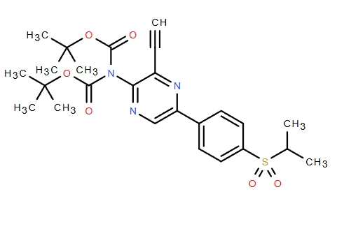 Imidodicarbonic acid, 2-[3-ethynyl-5-[4-[(1-methylethyl)sulfonyl]phenyl]-2-pyrazinyl]-, 1,3-bis(1,1-dimethylethyl) ester,Imidodicarbonic acid, 2-[3-ethynyl-5-[4-[(1-methylethyl)sulfonyl]phenyl]-2-pyrazinyl]-, 1,3-bis(1,1-dimethylethyl) ester