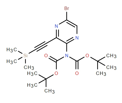 Imidodicarbonic acid, 2-[5-bromo-3-[2-(trimethylsilyl)ethynyl]-2-pyrazinyl]-, 1,3-bis(1,1-dimethylethyl) ester,Imidodicarbonic acid, 2-[5-bromo-3-[2-(trimethylsilyl)ethynyl]-2-pyrazinyl]-, 1,3-bis(1,1-dimethylethyl) ester