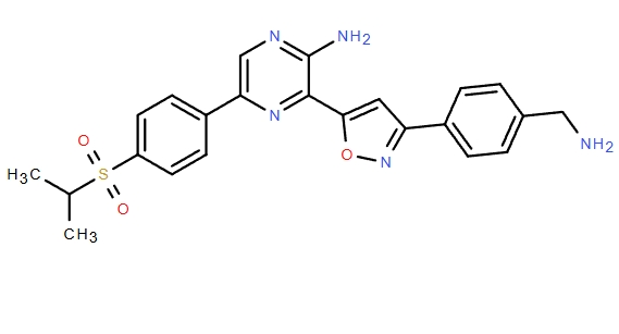 2-Pyrazinamine, 3-[3-[4-(aminomethyl)phenyl]-5-isoxazolyl]-5-[4-[(1-methylethyl)sulfonyl]phenyl]-,2-Pyrazinamine, 3-[3-[4-(aminomethyl)phenyl]-5-isoxazolyl]-5-[4-[(1-methylethyl)sulfonyl]phenyl]-