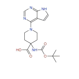 Capivasertib中间体956460-96-1；4-((叔丁氧基羰基)氨基)-1-(7H-吡咯并[2,3-d]嘧啶-4-基)哌啶-4-羧酸