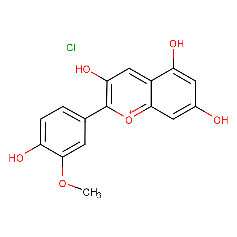 氯化芍藥素,3,5,7-trihydroxy-2-(4-hydroxy-3-methoxyphenyl)-1-benzopyrylium chloride