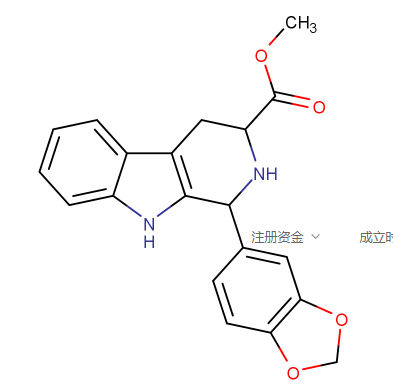 四氫咔啉,Methyl (1R,3R)-1-(1,3-benzodioxol-5-yl)-2,3,4,9-tetrahydro-1H-pyrido[3,4-b]indole-3-carboxylateMethyl (1R,3R)-1-(1,3-benzodioxol-5-yl)-2,3,4,9-tetrahydro-1H-pyrido[3,4-b]indole-3-carboxylate