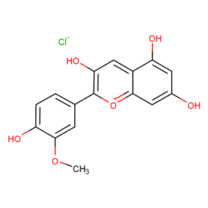 氯化芍藥素,3,5,7-trihydroxy-2-(4-hydroxy-3-methoxyphenyl)-1-benzopyrylium chloride