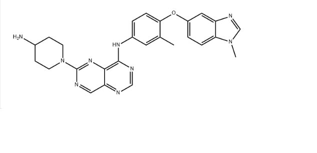 Pyrimido[5,4-d]pyrimidin-4-amine, 6-(4-amino-1-piperidinyl)-N-[3-methyl-4-[(1-methyl-1H-benzimidazol-5-yl)oxy]phenyl]-,Pyrimido[5,4-d]pyrimidin-4-amine, 6-(4-amino-1-piperidinyl)-N-[3-methyl-4-[(1-methyl-1H-benzimidazol-5-yl)oxy]phenyl]-