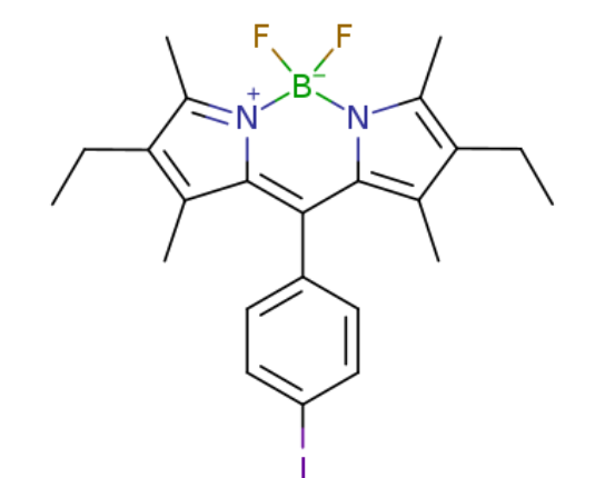 碘代 BODIPY,2,6-diethyl-4,4-difluoro-1,3,5,7-tetramethyl-8-(4-iodophenyl)-4-bora-3a,4a-diaza-s-indacene