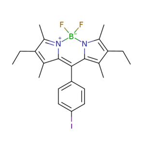 碘代 BODIPY,2,6-diethyl-4,4-difluoro-1,3,5,7-tetramethyl-8-(4-iodophenyl)-4-bora-3a,4a-diaza-s-indacene