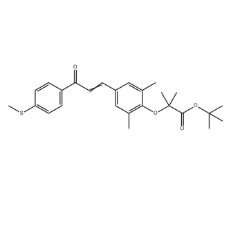 Propanoic acid, 2-[2,6-dimethyl-4-[3-[4-(methylthio)phenyl]-3-oxo-1-propen-1-yl]phenoxy]-2-methyl-, 1,1-dimethylethyl ester,Propanoic acid, 2-[2,6-dimethyl-4-[3-[4-(methylthio)phenyl]-3-oxo-1-propen-1-yl]phenoxy]-2-methyl-, 1,1-dimethylethyl ester