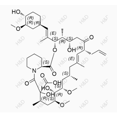 他克莫司羥基酸雜質,(3S,4R,5S,8R,12S,14S,15R,16S,18R,25aS,E)-8-allyl-5,15,19-trihydroxy-3-((E)-1-((1R,3R,4R)-4-hydroxy-3-methoxycyclohexyl)prop-1-en-2-yl)-14,16-dimethoxy-4,10,12,18-tetramethyl-1,7,20-trioxo-1,3,4,5,6,7,8,11,12,13,14,15,16,17,18,19,20,22,23,24,25,25a-docosahydropyrido[2,1-c][1,4]oxaazacyclodocosine-19-carboxylic acid