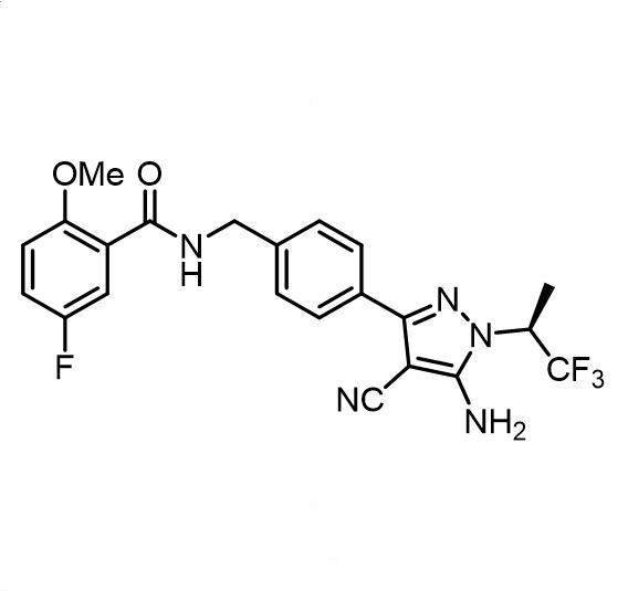 (S)-N-(4-(5-氨基-4-氰基-1-(1,1,1-三氟丙-2-基)-1H-吡唑-3-基)芐基)-5-氟-2-甲氧基苯甲酰胺 (吡托布魯替尼中間體),(S)-N-(4-(5-amino-4-cyano-1-(1,1,1-trifluoropropan-2-yl)-1H-pyrazol-3-yl)benzyl)-5-fluoro-2-methoxybenzamide