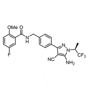 (S)-N-(4-(5-氨基-4-氰基-1-(1,1,1-三氟丙-2-基)-1H-吡唑-3-基)芐基)-5-氟-2-甲氧基苯甲酰胺 (吡托布魯替尼中間體) 2642629-21-6