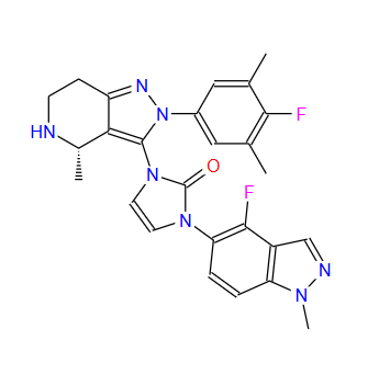 (S)-1-(4-氟-1-甲基-1H-吲唑-5-基)-3-(2-(4-氟-3,5-二甲基苯基)-4-甲基-4,5,6,7-四氢-2H-吡唑并[4,3-c]吡啶-3-基)-1,3-二氢-2H-咪唑-2-酮,2H-Imidazol-2-one, 1-[(4S)-2-(4-fluoro-3,5-dimethylphenyl)-4,5,6,7-tetrahydro-4-methyl-2H-pyrazolo[4,3-c]pyridin-3-yl]-3-(4-fluoro-1-methyl-1H-indazol-5-yl)-1,3-dihydro-