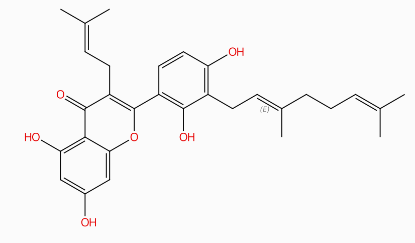 3'-geranyl-3-prenyl-2',4',5,7-tetrahydroxyflavone,3'-geranyl-3-prenyl-2',4',5,7-tetrahydroxyflavone