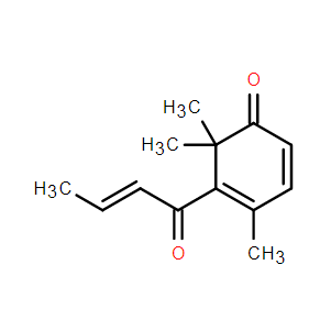 4,6,6-Trimethyl-5-[(E)-1-oxo-2-butenyl]-2,4-cyclohexadien-1-one,4,6,6-Trimethyl-5-[(E)-1-oxo-2-butenyl]-2,4-cyclohexadien-1-one