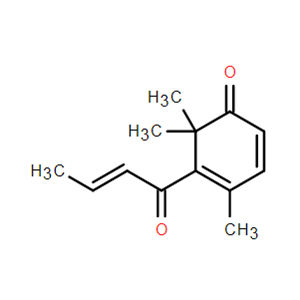 4,6,6-Trimethyl-5-[(E)-1-oxo-2-butenyl]-2,4-cyclohexadien-1-one,4,6,6-Trimethyl-5-[(E)-1-oxo-2-butenyl]-2,4-cyclohexadien-1-one